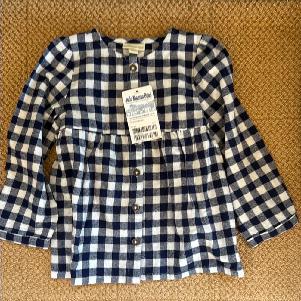 Jojo Maman Bebe Blue Checkered Kids blouse